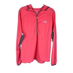 The North Face Krakatoa Hoodie Women's Large Red 1/2 Zip Windbreaker Jacket